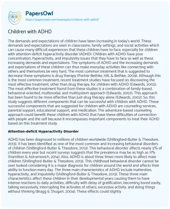 Essay on Children with ADHD