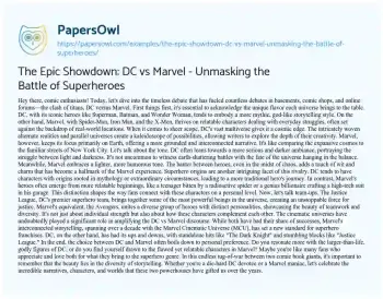 Essay on The Epic Showdown: DC Vs Marvel – Unmasking the Battle of Superheroes