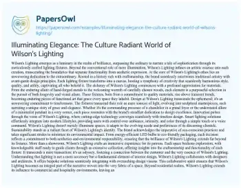 Essay on Illuminating Elegance: the Culture Radiant World of Wilson’s Lighting