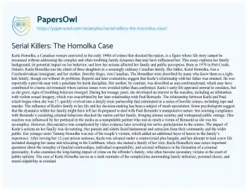 Essay on Serial Killers: the Homolka Case