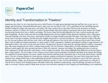 Essay on Identity and Transformation in “Flawless”