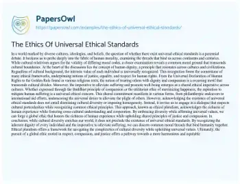 Essay on The Ethics of Universal Ethical Standards