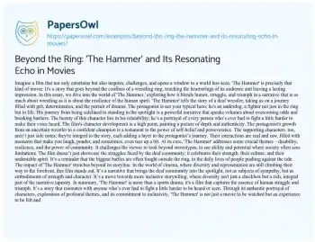 Essay on Beyond the Ring: ‘The Hammer’ and its Resonating Echo in Movies