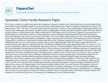 Essay on Genovese Crime Family Research Paper