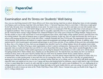 Essay on Managing Stress in College Life