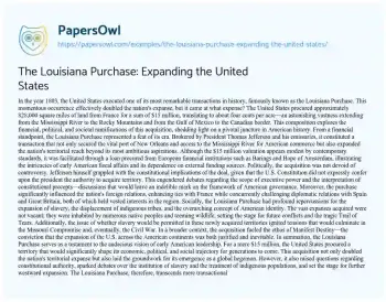 Essay on The Louisiana Purchase: Expanding the United States