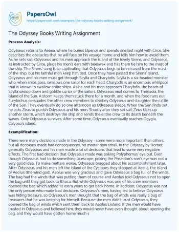 Essay on The Odyssey Books Writing Assignment