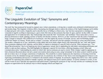 Essay on The Linguistic Evolution of ‘Slay’: Synonyms and Contemporary Meanings