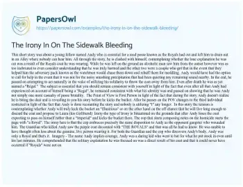 Essay on Identity Formation in on the Sidewalk Bleeding