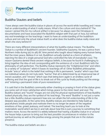 Essay on Buddha Stautes and Beliefs