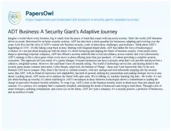 Essay on ADT Business: a Security Giant’s Adaptive Journey