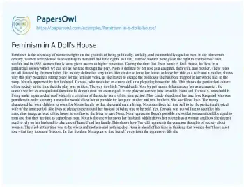 Essay on Feminism in a Doll’s House