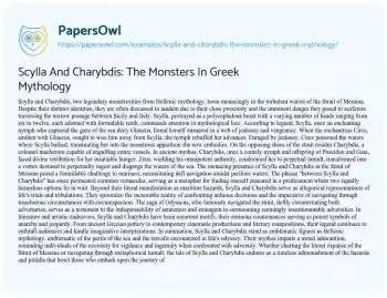 Essay on Scylla and Charybdis: the Monsters in Greek Mythology