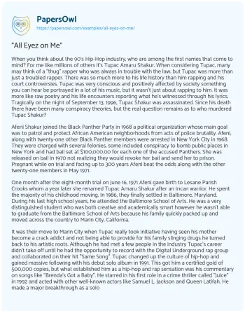 Essay on “All Eyez on Me”