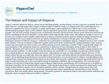 Essay on The Nature and Impact of Alopecia