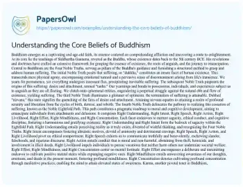 Essay on Understanding the Core Beliefs of Buddhism