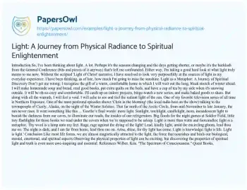 Essay on Light: a Journey from Physical Radiance to Spiritual Enlightenment