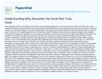 Essay on Understanding why Alexander the Great was Truly Great