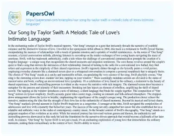 Essay on Our Song by Taylor Swift: a Melodic Tale of Love’s Intimate Language