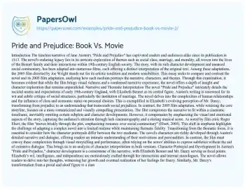 Essay on Pride and Prejudice: Book Vs. Movie