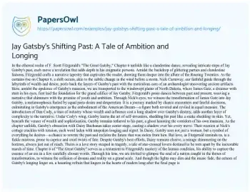 Essay on Jay Gatsby’s Shifting Past: a Tale of Ambition and Longing