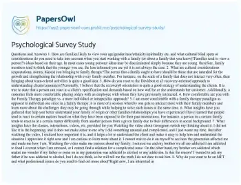 Essay on Psychological Survey Study