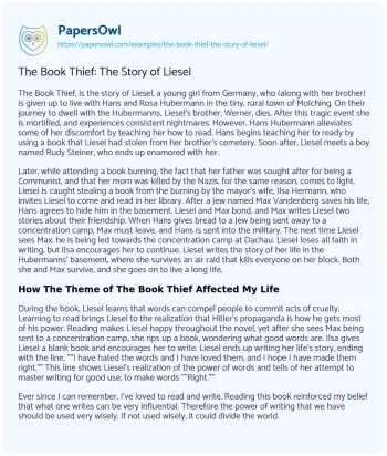 Essay on The Book Thief: the Story of Liesel