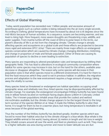 Essay on Effects of Global Warming