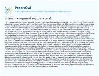 Essay on Is Time Management Key to Success?