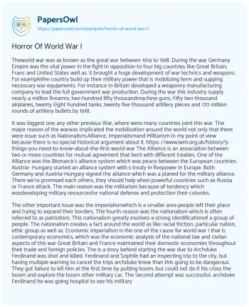 Essay on Horror of World War i