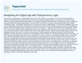 Essay on Navigating the Digital Age with MyExperience Login