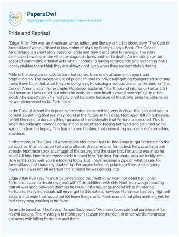 Essay on Pride and Reprisal