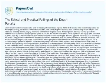 Essay on The Ethical and Practical Failings of the Death Penalty