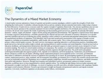 Essay on The Dynamics of a Mixed Market Economy