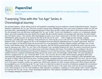 Essay on Traversing Time with the “Ice Age” Series: a Chronological Journey