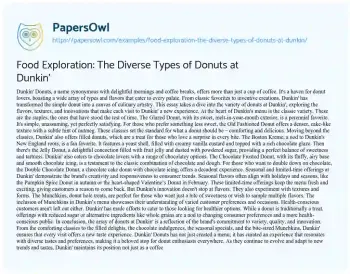 Essay on Food Exploration: the Diverse Types of Donuts at Dunkin’