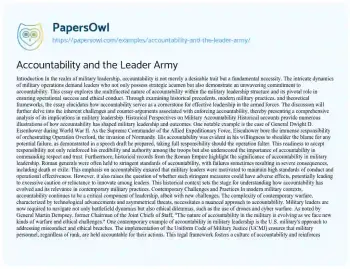 Essay on Accountability and the Leader Army