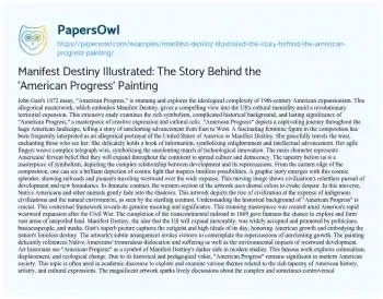 Essay on Manifest Destiny Illustrated: the Story Behind the ‘American Progress’ Painting