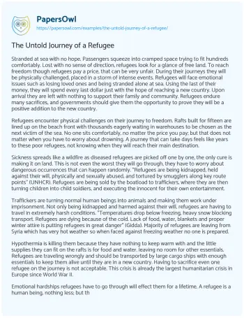 Essay on The Untold Journey of a Refugee