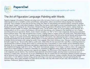 Essay on The Art of Figurative Language: Painting with Words