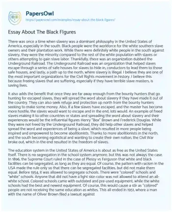 Essay on Essay about the Black FIgures