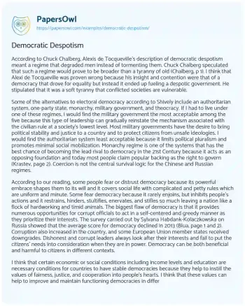 Essay on Democratic Despotism