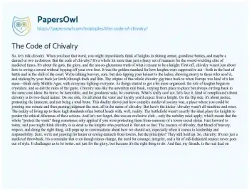 Essay on The Code of Chivalry