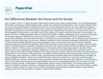 Essay on the Differences between the House and the Senate