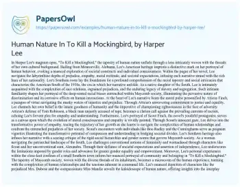 Essay on Human Nature in to Kill a Mockingbird, by Harper Lee