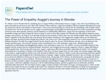 Essay on The Power of Empathy: Auggie’s Journey in Wonder