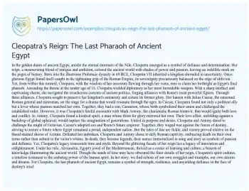 Essay on Cleopatra’s Reign: the Last Pharaoh of Ancient Egypt