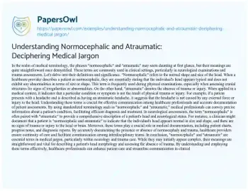 Essay on Understanding Normocephalic and Atraumatic: Deciphering Medical Jargon