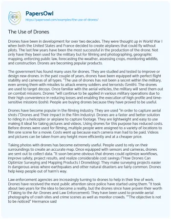 Essay on The Use of Drones