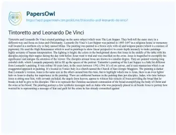 Essay on Tintoretto and Leonardo De Vinci